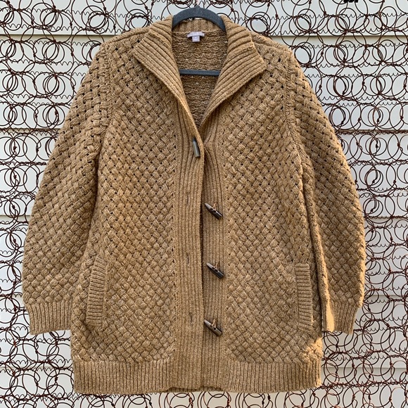 J. Jill Sweaters - J Jill oversized basket weave brown cardigan